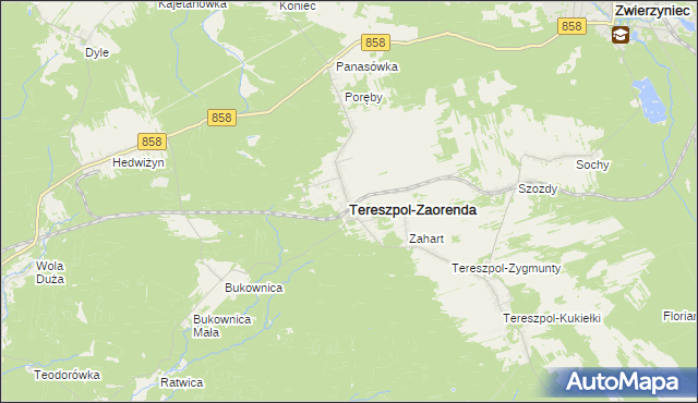 mapa Tereszpol-Zaorenda, Tereszpol-Zaorenda na mapie Targeo