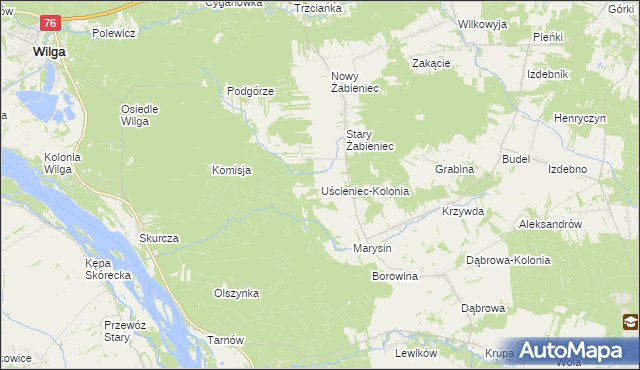 mapa Uścieniec-Kolonia, Uścieniec-Kolonia na mapie Targeo