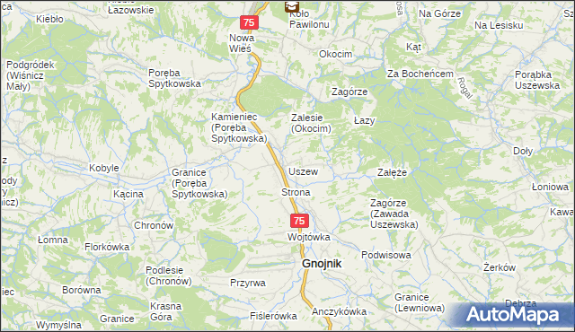 mapa Uszew, Uszew na mapie Targeo