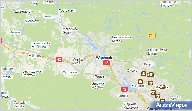 mapa Wąchock, Wąchock na mapie Targeo