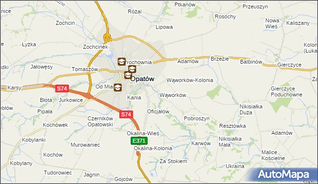 mapa Wąworków, Wąworków na mapie Targeo