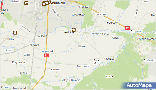 mapa Witów gmina Sulejów, Witów gmina Sulejów na mapie Targeo