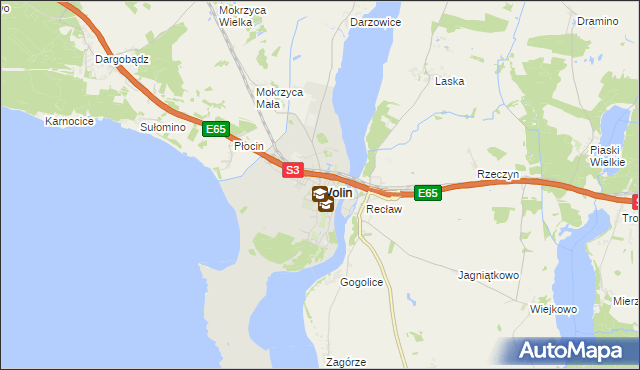 mapa Wolin, Wolin na mapie Targeo