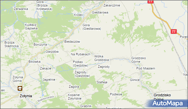 mapa Wólka Grodziska gmina Grodzisko Dolne, Wólka Grodziska gmina Grodzisko Dolne na mapie Targeo