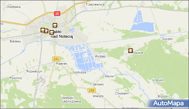 mapa Występ gmina Nakło nad Notecią, Występ gmina Nakło nad Notecią na mapie Targeo