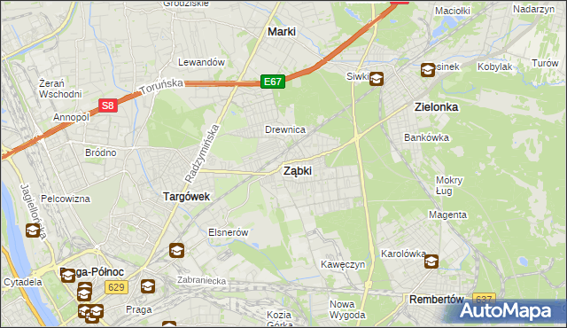 mapa Ząbki powiat wołomiński, Ząbki powiat wołomiński na mapie Targeo