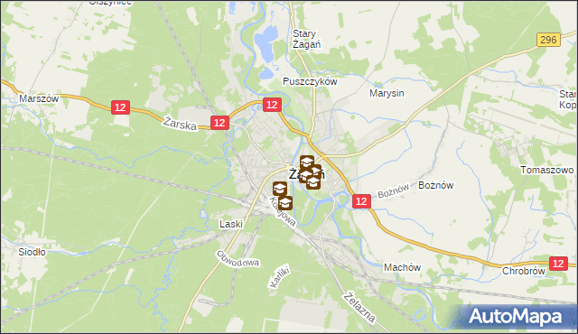 mapa Żagań, Żagań na mapie Targeo