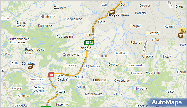 mapa Zarzecze gmina Boguchwała, Zarzecze gmina Boguchwała na mapie Targeo