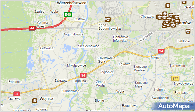 mapa Zbylitowska Góra, Zbylitowska Góra na mapie Targeo