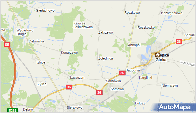 mapa Żołędnica, Żołędnica na mapie Targeo