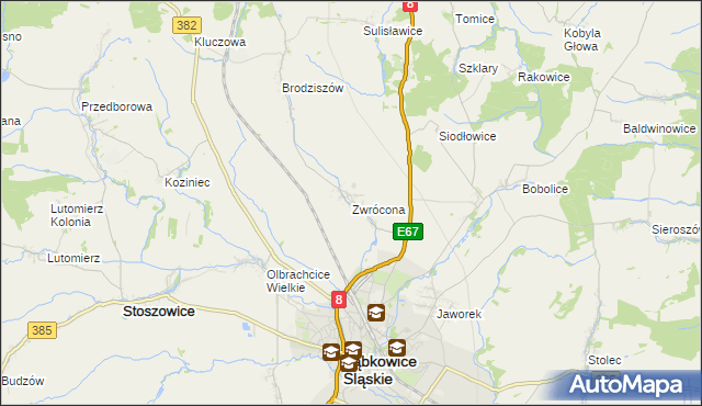 mapa Zwrócona, Zwrócona na mapie Targeo