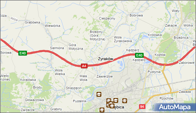 mapa Żyraków, Żyraków na mapie Targeo