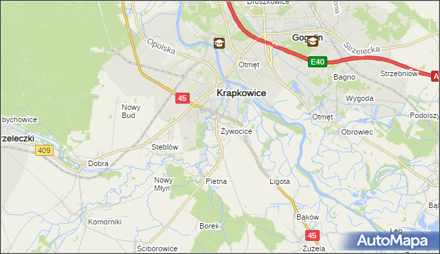 mapa Żywocice, Żywocice na mapie Targeo