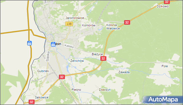 mapa Bieżyce, Bieżyce na mapie Targeo