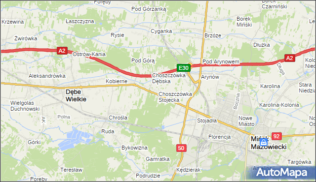 mapa Choszczówka Stojecka, Choszczówka Stojecka na mapie Targeo