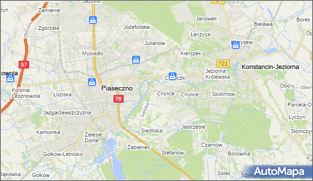 mapa Chylice gmina Piaseczno, Chylice gmina Piaseczno na mapie Targeo