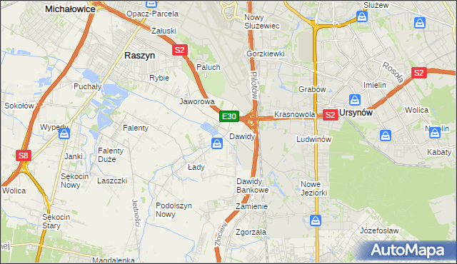 mapa Dawidy gmina Raszyn, Dawidy gmina Raszyn na mapie Targeo