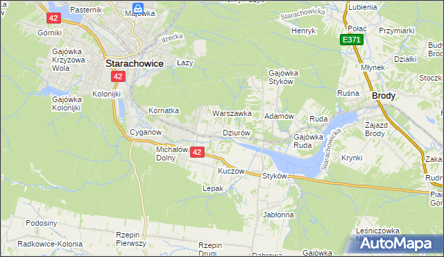 mapa Dziurów gmina Brody, Dziurów gmina Brody na mapie Targeo