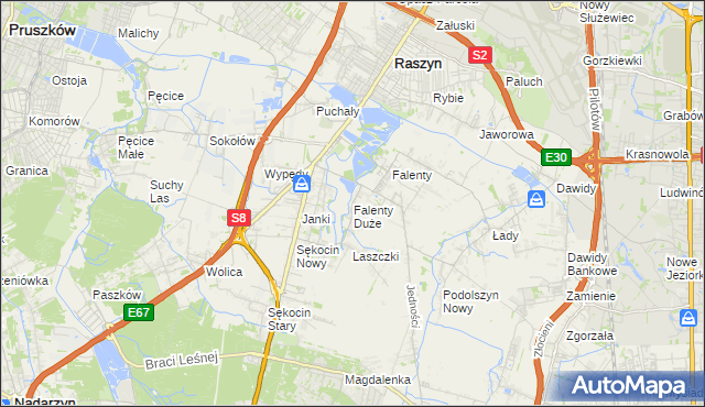 mapa Falenty Duże, Falenty Duże na mapie Targeo