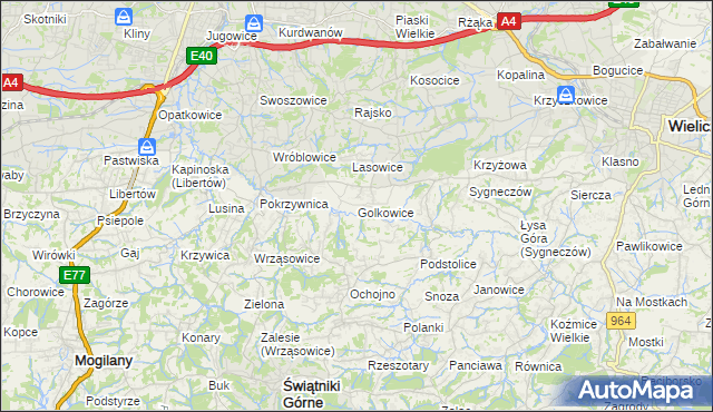 mapa Golkowice, Golkowice na mapie Targeo