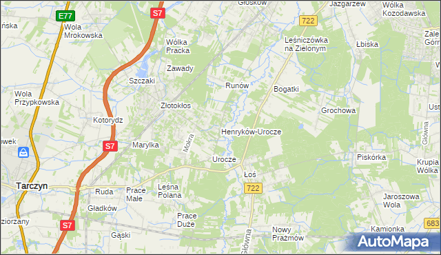 mapa Henryków-Urocze, Henryków-Urocze na mapie Targeo