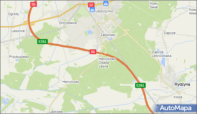 mapa Henrykowo Osada Leśna, Henrykowo Osada Leśna na mapie Targeo