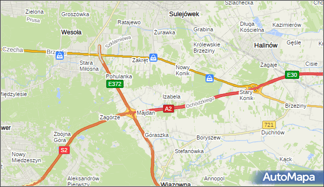 mapa Izabela gmina Wiązowna, Izabela gmina Wiązowna na mapie Targeo