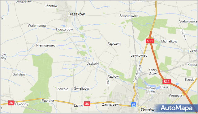 mapa Jelitów gmina Raszków, Jelitów gmina Raszków na mapie Targeo
