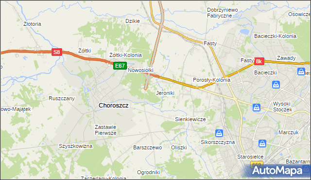 mapa Jeroniki, Jeroniki na mapie Targeo