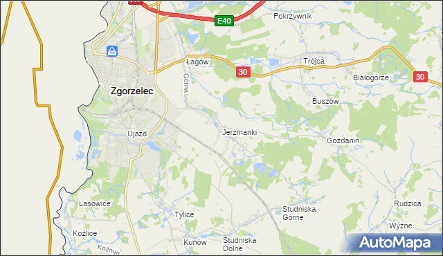 mapa Jerzmanki, Jerzmanki na mapie Targeo