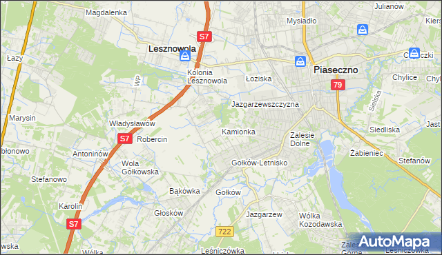 mapa Kamionka gmina Piaseczno, Kamionka gmina Piaseczno na mapie Targeo