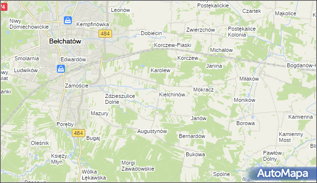 mapa Kielchinów, Kielchinów na mapie Targeo