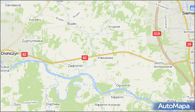 mapa Klekotowo gmina Siemiatycze, Klekotowo gmina Siemiatycze na mapie Targeo
