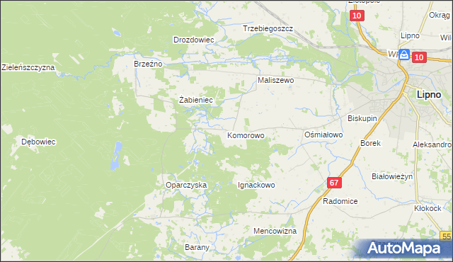 mapa Komorowo gmina Lipno, Komorowo gmina Lipno na mapie Targeo