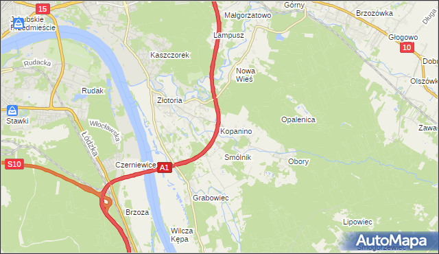 mapa Kopanino gmina Lubicz, Kopanino gmina Lubicz na mapie Targeo