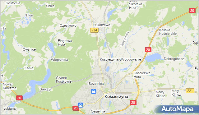 mapa Kościerzyna-Wybudowanie, Kościerzyna-Wybudowanie na mapie Targeo