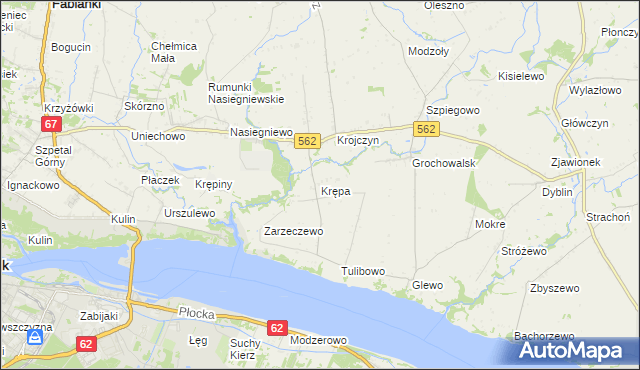 mapa Krępa gmina Dobrzyń nad Wisłą, Krępa gmina Dobrzyń nad Wisłą na mapie Targeo