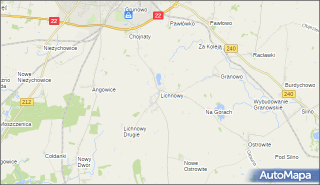 mapa Lichnowy gmina Chojnice, Lichnowy gmina Chojnice na mapie Targeo