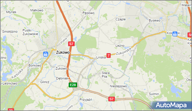 mapa Lniska, Lniska na mapie Targeo