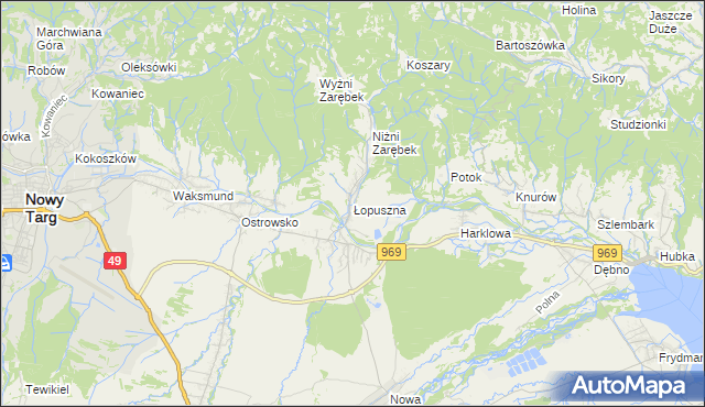 mapa Łopuszna, Łopuszna na mapie Targeo