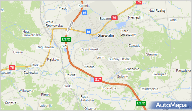 mapa Lucin gmina Garwolin, Lucin gmina Garwolin na mapie Targeo