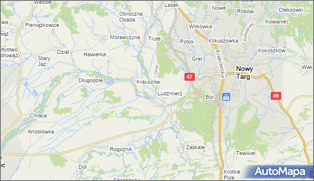 mapa Ludźmierz, Ludźmierz na mapie Targeo