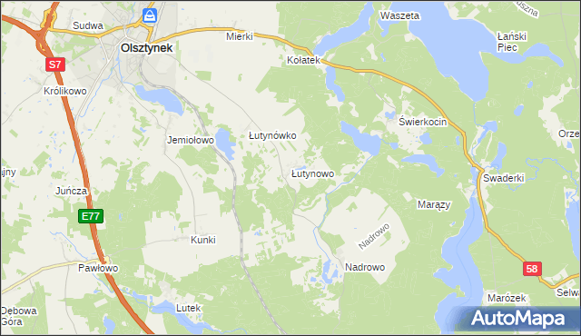 mapa Łutynowo, Łutynowo na mapie Targeo