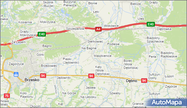 mapa Maszkienice, Maszkienice na mapie Targeo