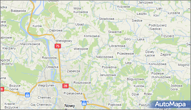 mapa Naściszowa, Naściszowa na mapie Targeo