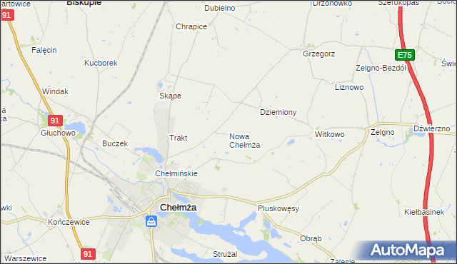 mapa Nowa Chełmża, Nowa Chełmża na mapie Targeo
