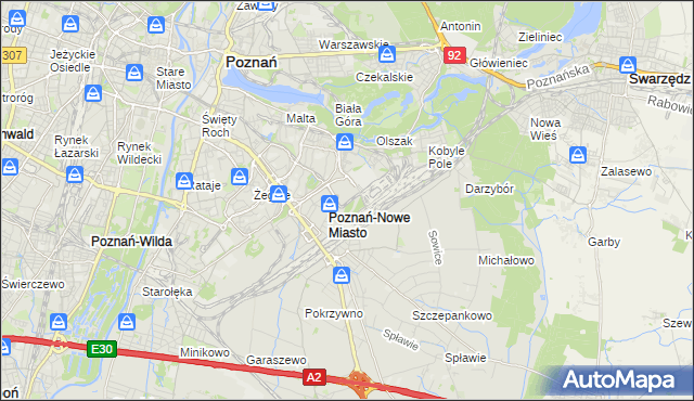 mapa Nowe Miasto gmina Poznań, Nowe Miasto gmina Poznań na mapie Targeo