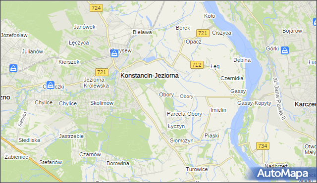 mapa Obory gmina Konstancin-Jeziorna, Obory gmina Konstancin-Jeziorna na mapie Targeo