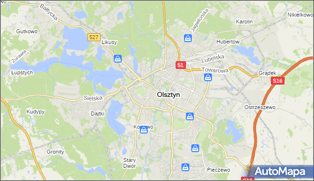 mapa Olsztyna, Olsztyn na mapie Targeo