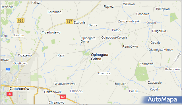 mapa Opinogóra Górna, Opinogóra Górna na mapie Targeo